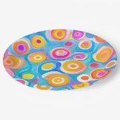 抽象芸術円アーティザンモダンハッピーバースデーおもしろい ペーパープレート (アングル)