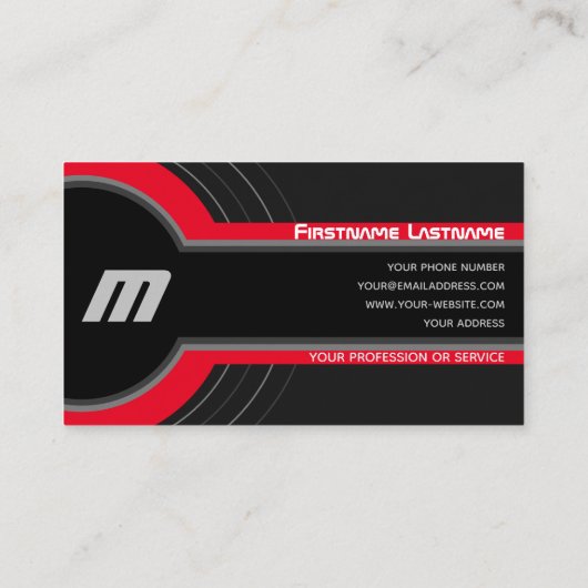 抽象芸術円グレーの赤い色の黒エレガント色 名刺 (裏面)