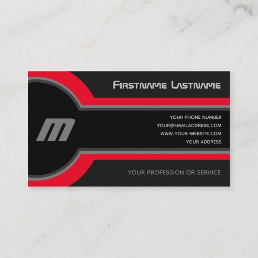 抽象芸術円グレーの赤い色の黒エレガント色 名刺 (裏面)