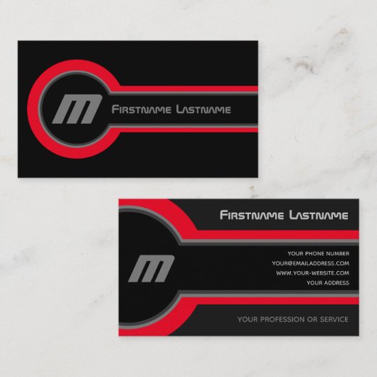 抽象芸術円グレーの赤い色の黒エレガント色 名刺 (正面/裏面)