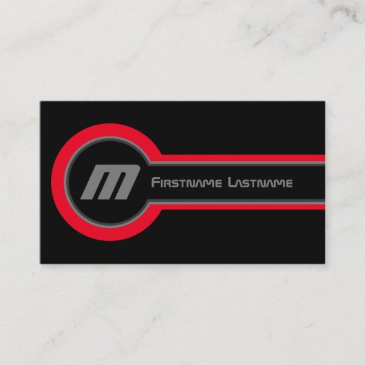 抽象芸術円グレーの赤い色の黒エレガント色 名刺 (正面)