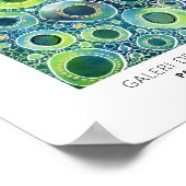 抽象芸術円パターンティール(緑がかった色)金ゴールドのカスタマイズ ポスター (角)