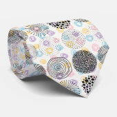 抽象芸術円パターンブラック&パステルカラー ネクタイ (ロール)