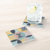 抽象芸術円パターン ガラスコースター (アングル)