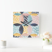 抽象芸術円パターン スクエア壁時計 (ホーム)