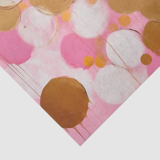 抽象芸術円ピンクと金ゴールドの分離 薄葉紙 (詳細)