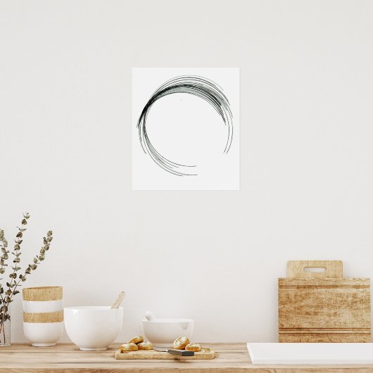 抽象芸術円丸描き白黒スクラウモード ポスター (キッチン)