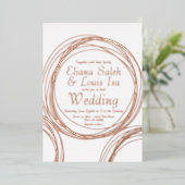 抽象芸術円形金ゴールド結婚の押された状態 箔招待状 (立ち正面)