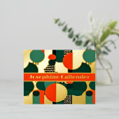 抽象芸術円(赤と緑) 箔招待状ポストカード (立ち正面)