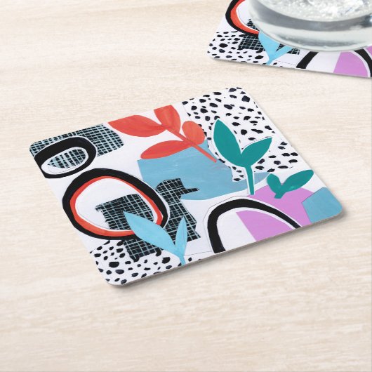 抽象芸術出張 スクエアペーパーコースター (アングル)