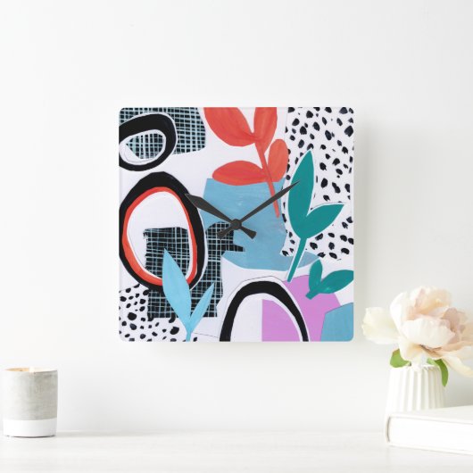 抽象芸術出張 スクエア壁時計 (ホーム)