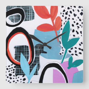 抽象芸術出張 スクエア壁時計