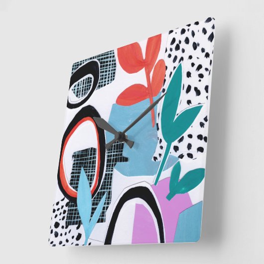 抽象芸術出張 スクエア壁時計 (傾斜)