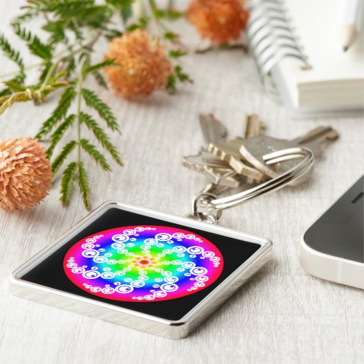 抽象芸術切り抜き円 キーホルダー (側面)