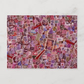 抽象芸術切手と拡大鏡 ポストカード (正面)