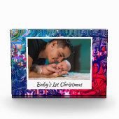 抽象芸術初めてのクリスマスベビー フォトブロック (正面)