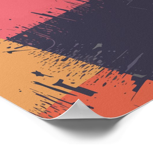 抽象芸術効果のある絵を描(ばちゃばちゃ)跳ねるブロック ポスター (角)