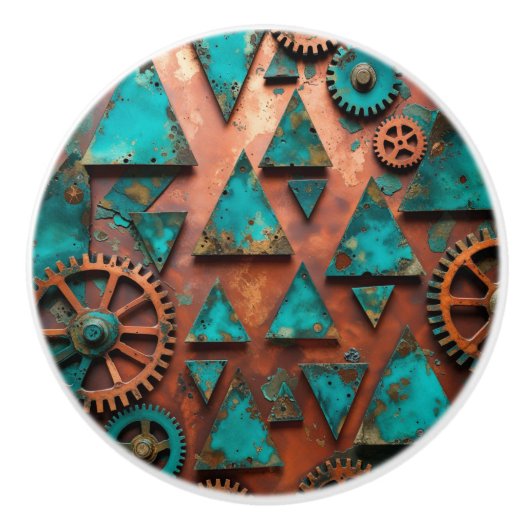 抽象芸術動揺しての銅及び金属形状 セラミックノブ (正面)