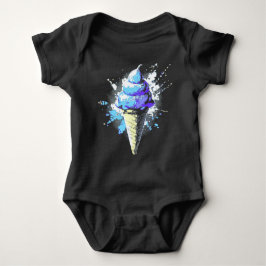 抽象芸術動揺してアイスクリーム（ばちゃばちゃ）跳ねる ベビーボディスーツ