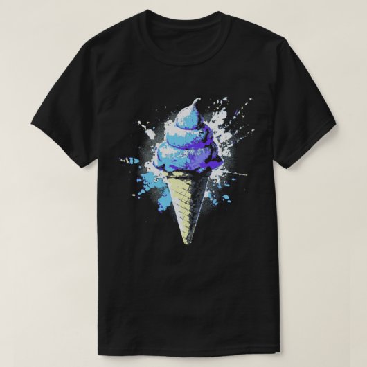 抽象芸術動揺してアイスクリーム（ばちゃばちゃ）跳ねる Tシャツ (デザイン正面)