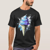 抽象芸術動揺してアイスクリーム（ばちゃばちゃ）跳ねる Tシャツ (正面)