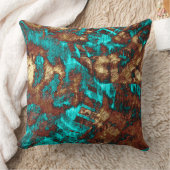抽象芸術動揺してターコイズクリームの茶色のテクスチャ クッション (ブランケット)
