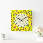 抽象芸術動物のパターンタイル スクエア壁時計 (ホーム)