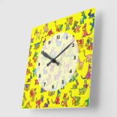 抽象芸術動物のパターンタイル スクエア壁時計 (傾斜)
