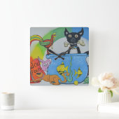 抽象芸術動物の壁時計 スクエア壁時計 (ホーム)