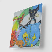 抽象芸術動物の壁時計 スクエア壁時計 (傾斜)