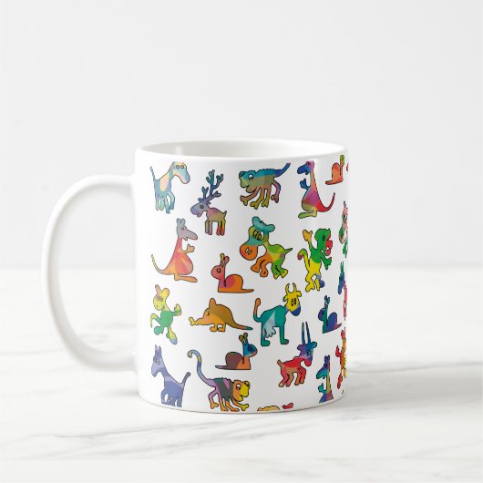 抽象芸術動物パターンタイル コーヒーマグカップ (左)