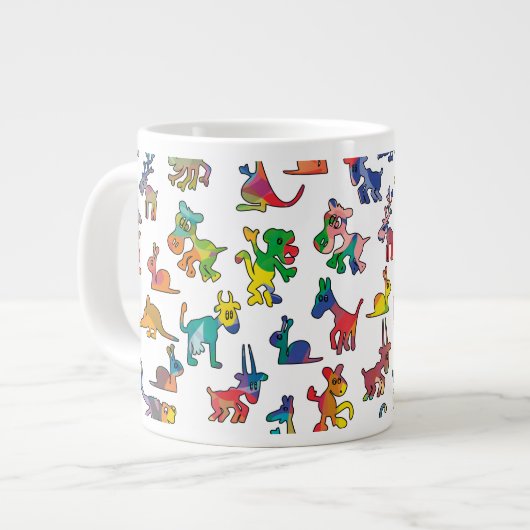 抽象芸術動物パターンタイル ジャンボコーヒーマグカップ (正面左)