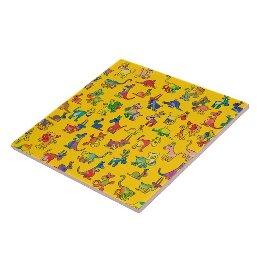 抽象芸術動物パターンタイル タイル (側面)