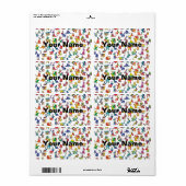 抽象芸術動物パターンタイル+テキスト ラベル (フルシート)