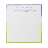 抽象芸術勾配ラベンダーライムグリーン縁ど ノートパッド (正面)