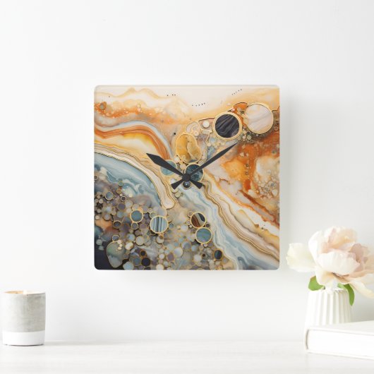 抽象芸術化石壁時計 スクエア壁時計 (ホーム)