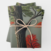 抽象芸術北秋ウッドランド ラッピングペーパーシート (インサイチュ)