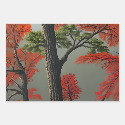 抽象芸術北秋ウッドランド ラッピングペーパーシート (正面)