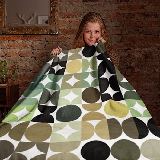 抽象芸術半円モダンOp Fusionアートパターン フリースブランケット