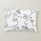 抽象芸術単線顔パターン アクセントクッション (裏面)
