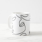 抽象芸術単線顔パターン コーヒーマグカップ (正面左)