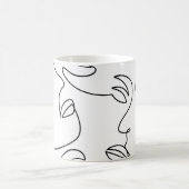 抽象芸術単線顔パターン コーヒーマグカップ (中央)