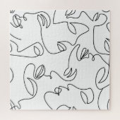 抽象芸術単線顔パターン ジグソーパズル (横)