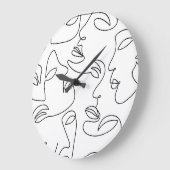 抽象芸術単線顔パターン ラージ壁時計 (傾斜)
