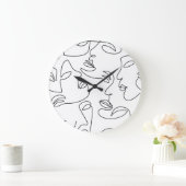 抽象芸術単線顔パターン ラージ壁時計 (ホーム)