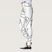 抽象芸術単線顔パターン レギンス (左)