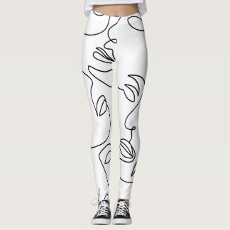 抽象芸術単線顔パターン レギンス