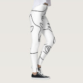 抽象芸術単線顔パターン レギンス (右)