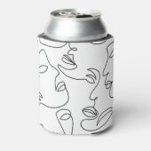 抽象芸術単線顔パターン 缶クーラー (缶裏面)