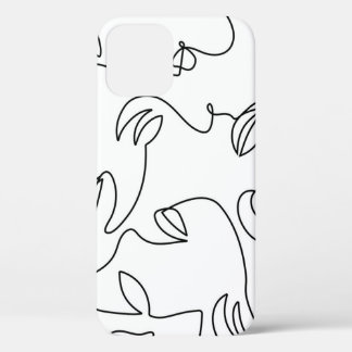 抽象芸術単線顔パターン iPhone 12ケース